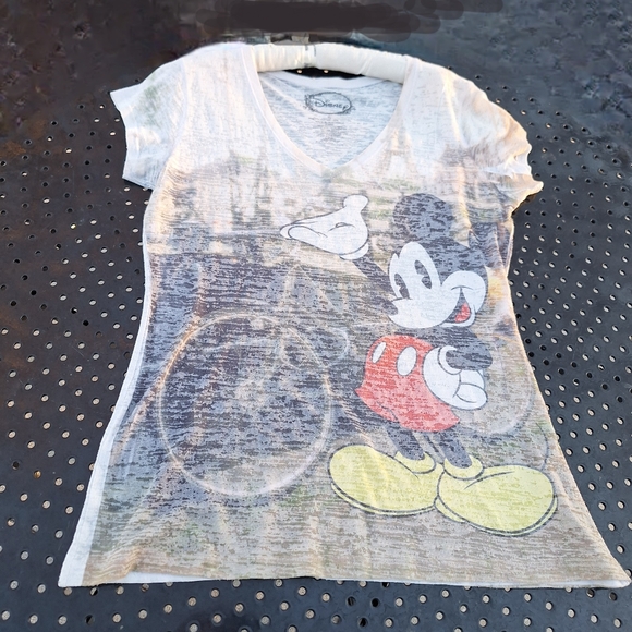 Tops - Vintage Y2K Mickey Mouse TShirt Semi Sheer VNeck Top Short Sleeves shirt